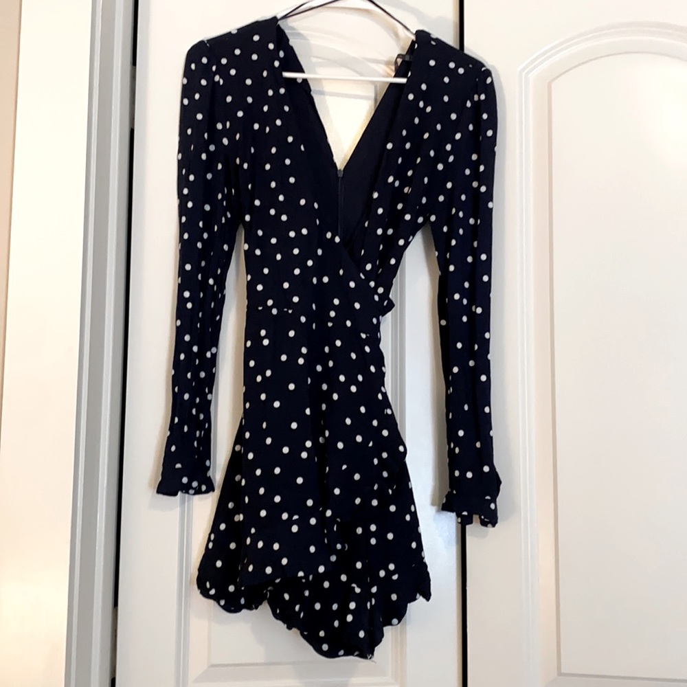 ZARA navy/white polka dot romper size S